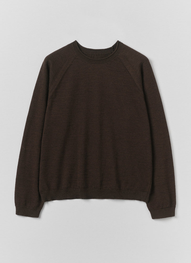 Wool Cotton Raglan Sweater | Dark Chocolate