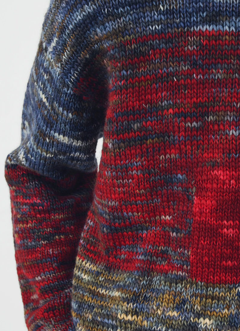 Hand Dyed Intarsia Wool Sweater | Blue Multi