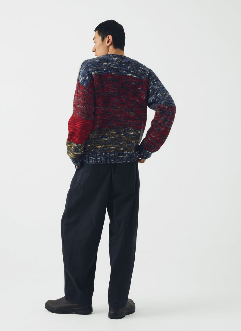 Hand Dyed Intarsia Wool Sweater | Blue Multi
