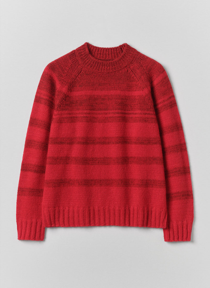 Stripe Wool Mohair Cotton Sweater | Cardinal Red