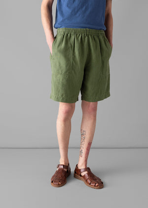 Garment Dyed Linen Drawstring Shorts | Propagator Green