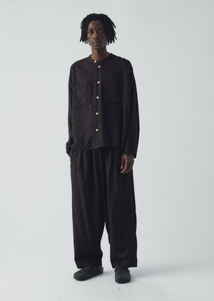 Cotton Cashmere Check Pleated Trousers | Black/Ecru