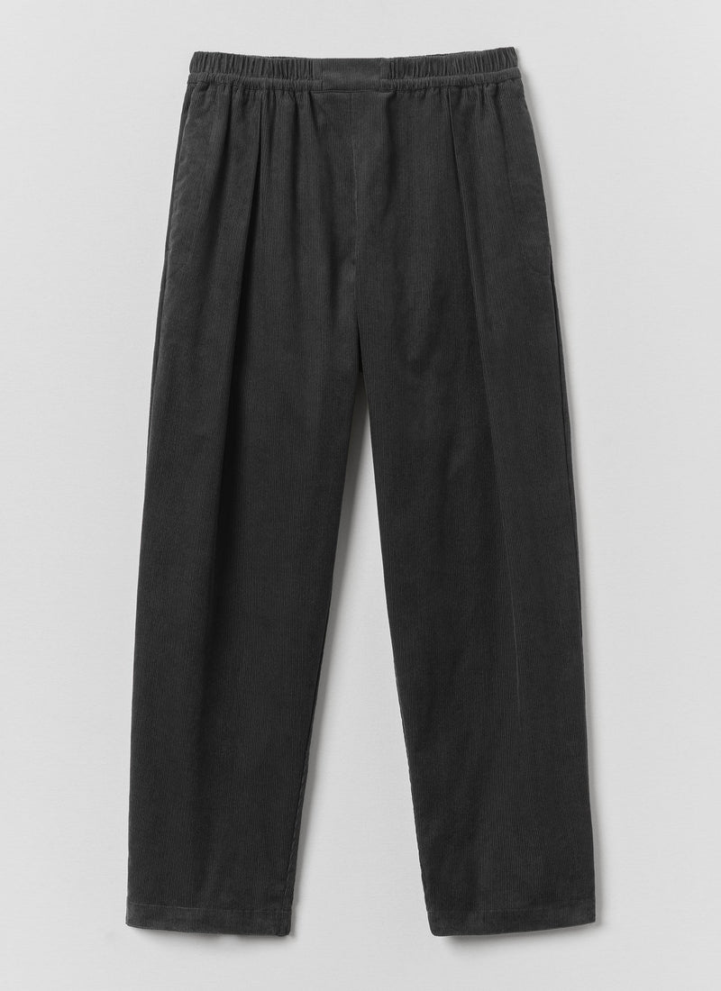 Cord Pleated Trousers | Charcoal