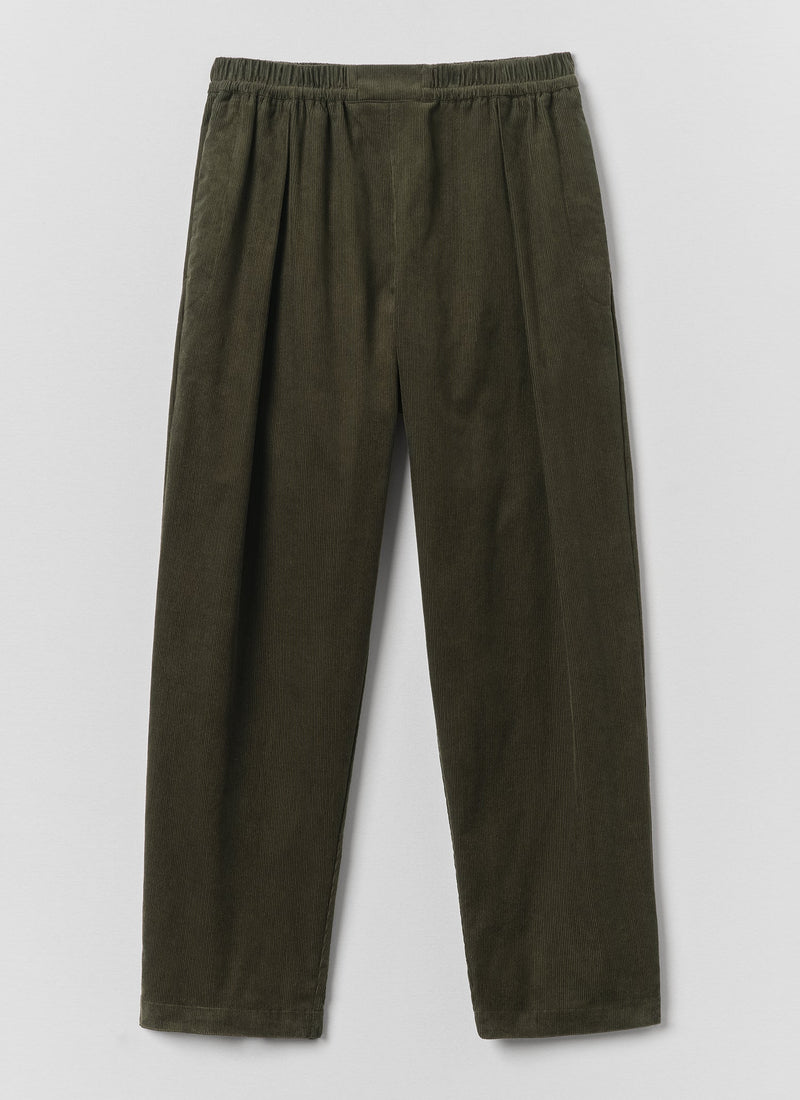 Cord Pleated Trousers | Tent Green