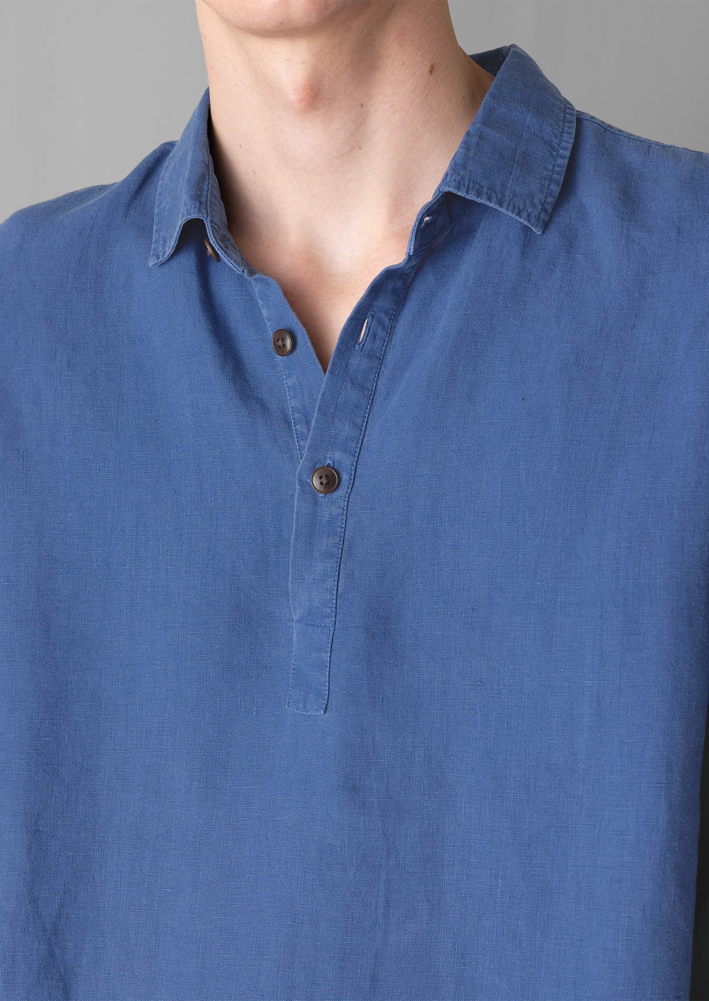 Half Placket Linen Shirt | Cobalt