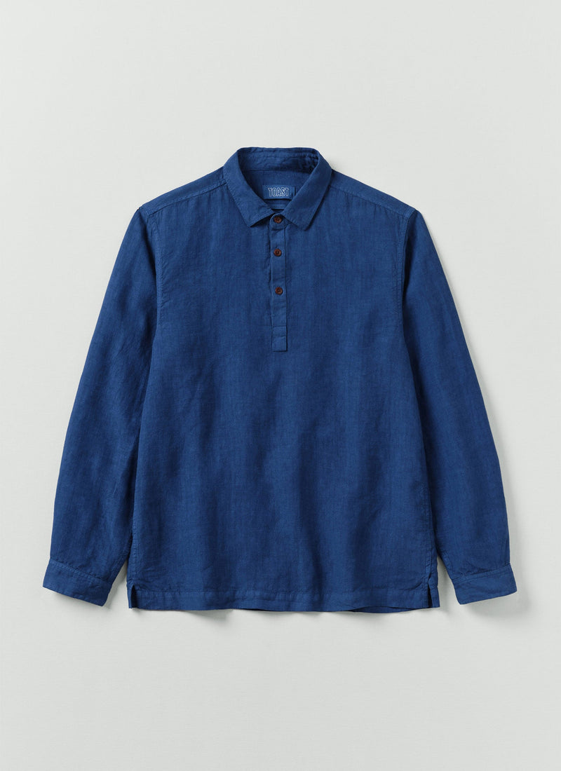 Half Placket Linen Shirt | Cobalt