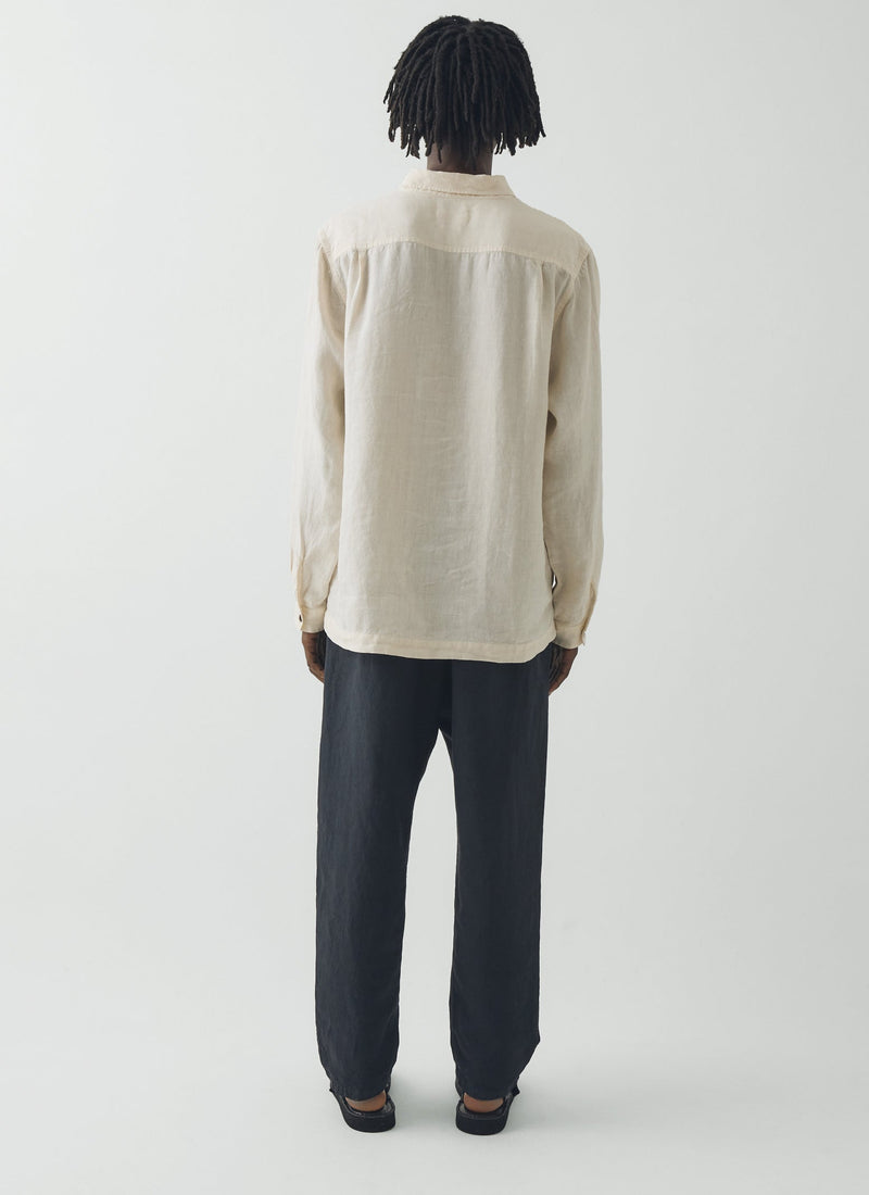 Loop Button Linen Shirt | Parchment