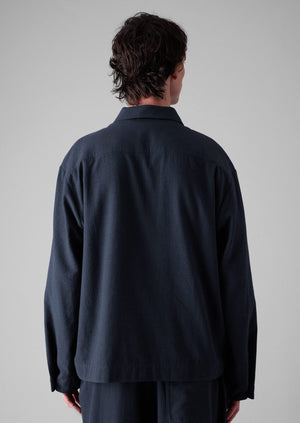 Brushed Cotton Herringbone Smock | Blue Slate