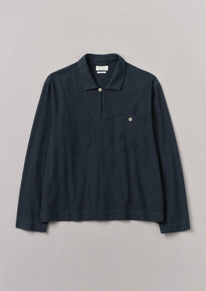 Brushed Cotton Herringbone Smock | Blue Slate