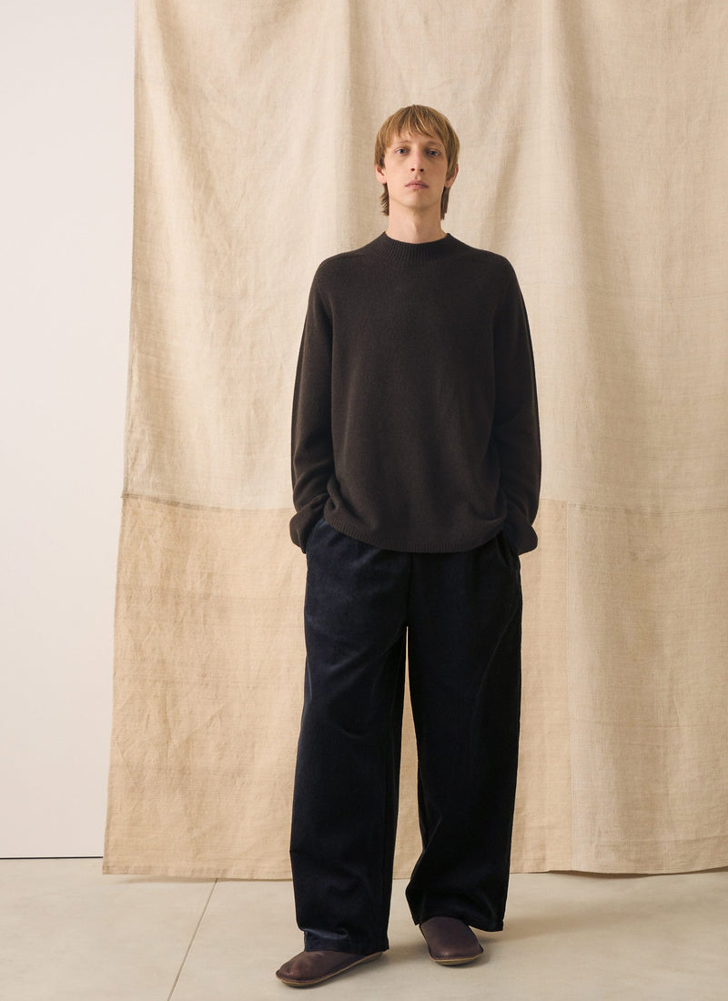 Wool Cashmere High Neck Sweater | Brown Umber