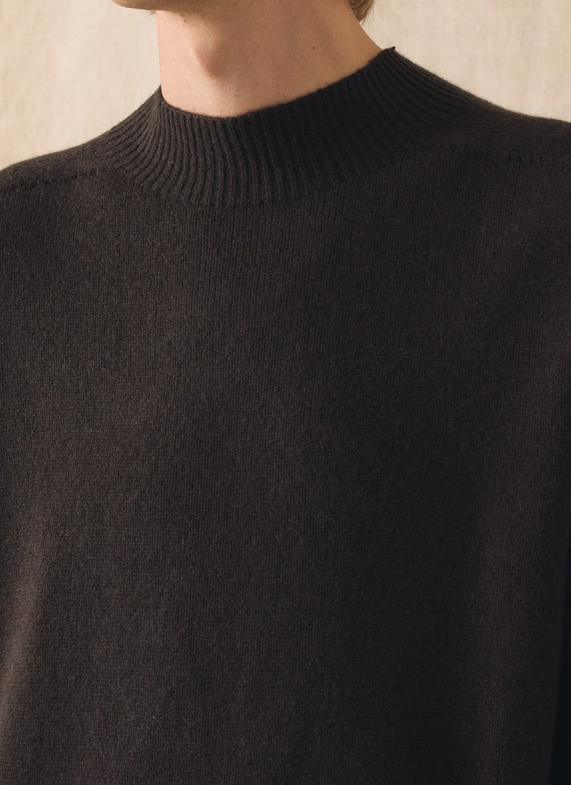 Wool Cashmere High Neck Sweater | Brown Umber