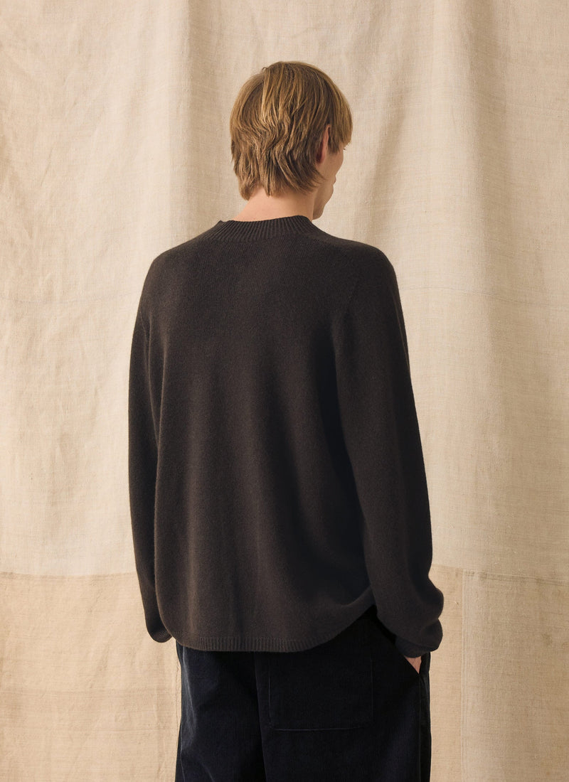 Wool Cashmere High Neck Sweater | Brown Umber