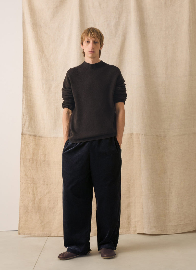 Wool Cashmere High Neck Sweater | Brown Umber
