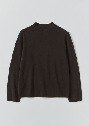Wool Cashmere High Neck Sweater | Brown Umber