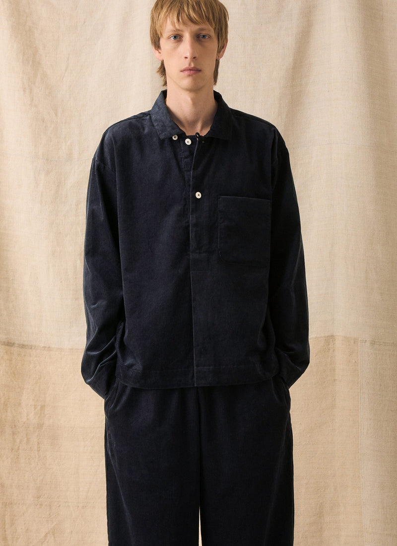 Cord Smock Popover Shirt | Midnight