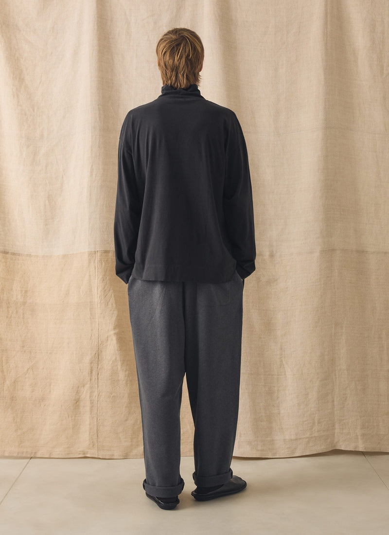 Brushed Cotton High Neck Lounge Top | Soft Charcoal