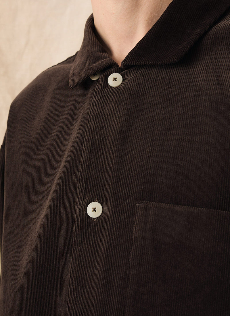 Organic Cord Smock Popover Shirt | Bitter Chocolate