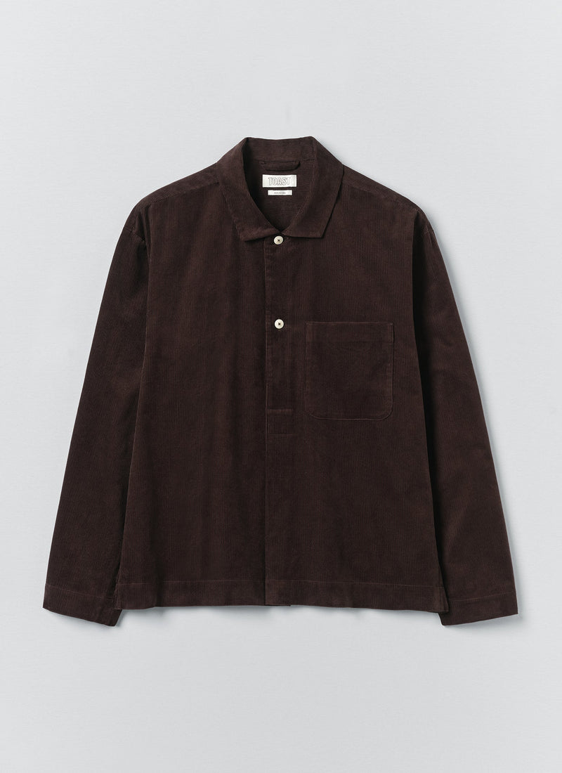 Organic Cord Smock Popover Shirt | Bitter Chocolate