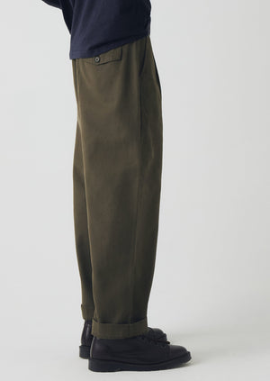 Bill Cotton Wide Leg Trousers | Dark Olive