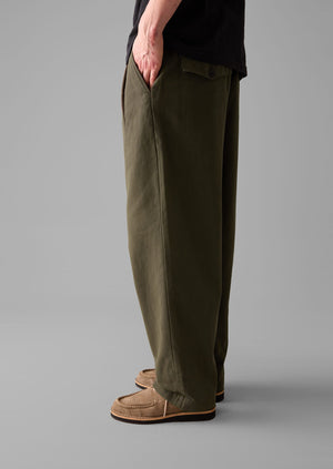 Bill Cotton Wide Leg Trousers | Dark Olive