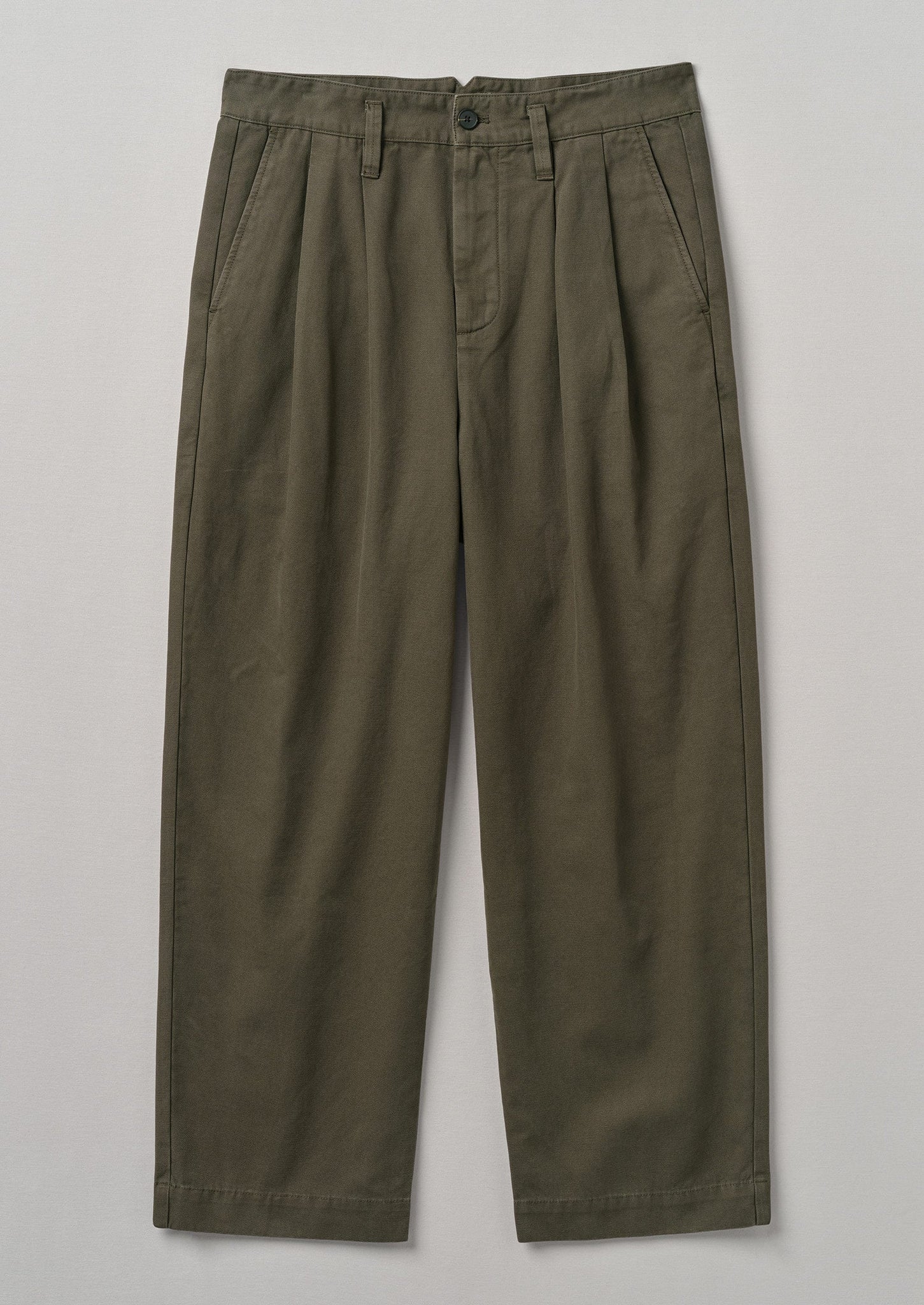 Bill Cotton Wide Leg Trousers | Dark Olive
