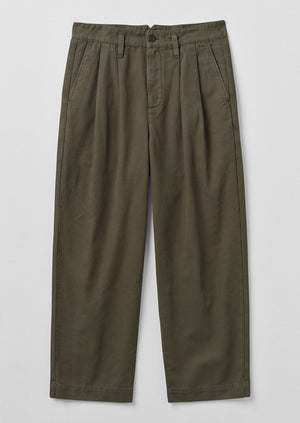 Bill Cotton Wide Leg Trousers | Dark Olive