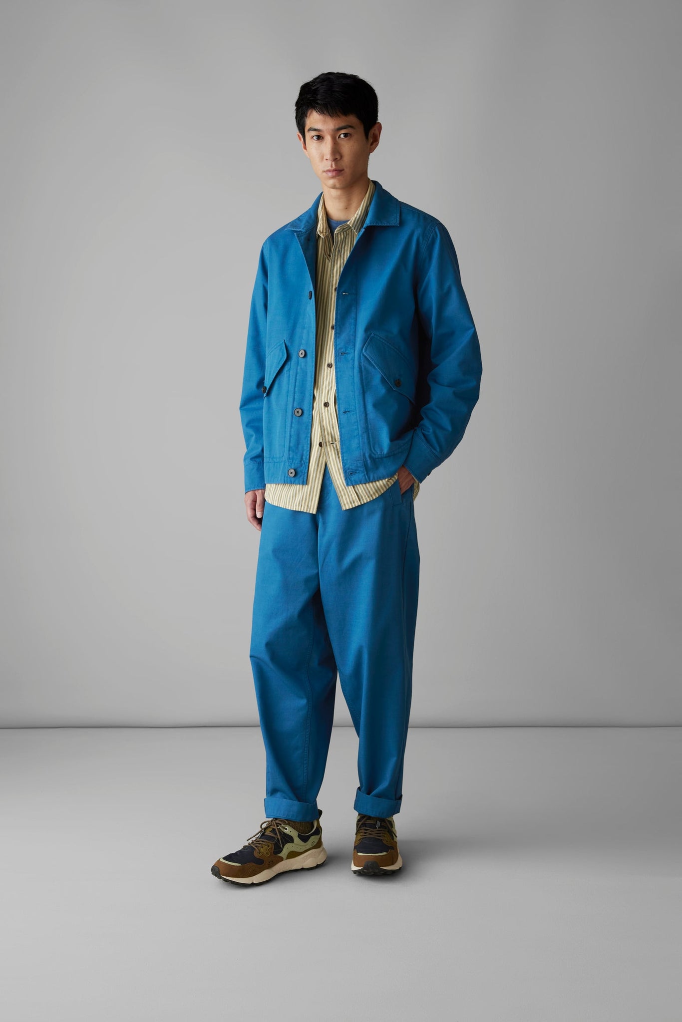 Garment Dyed Organic Cotton Tapered Trousers | Flask Blue