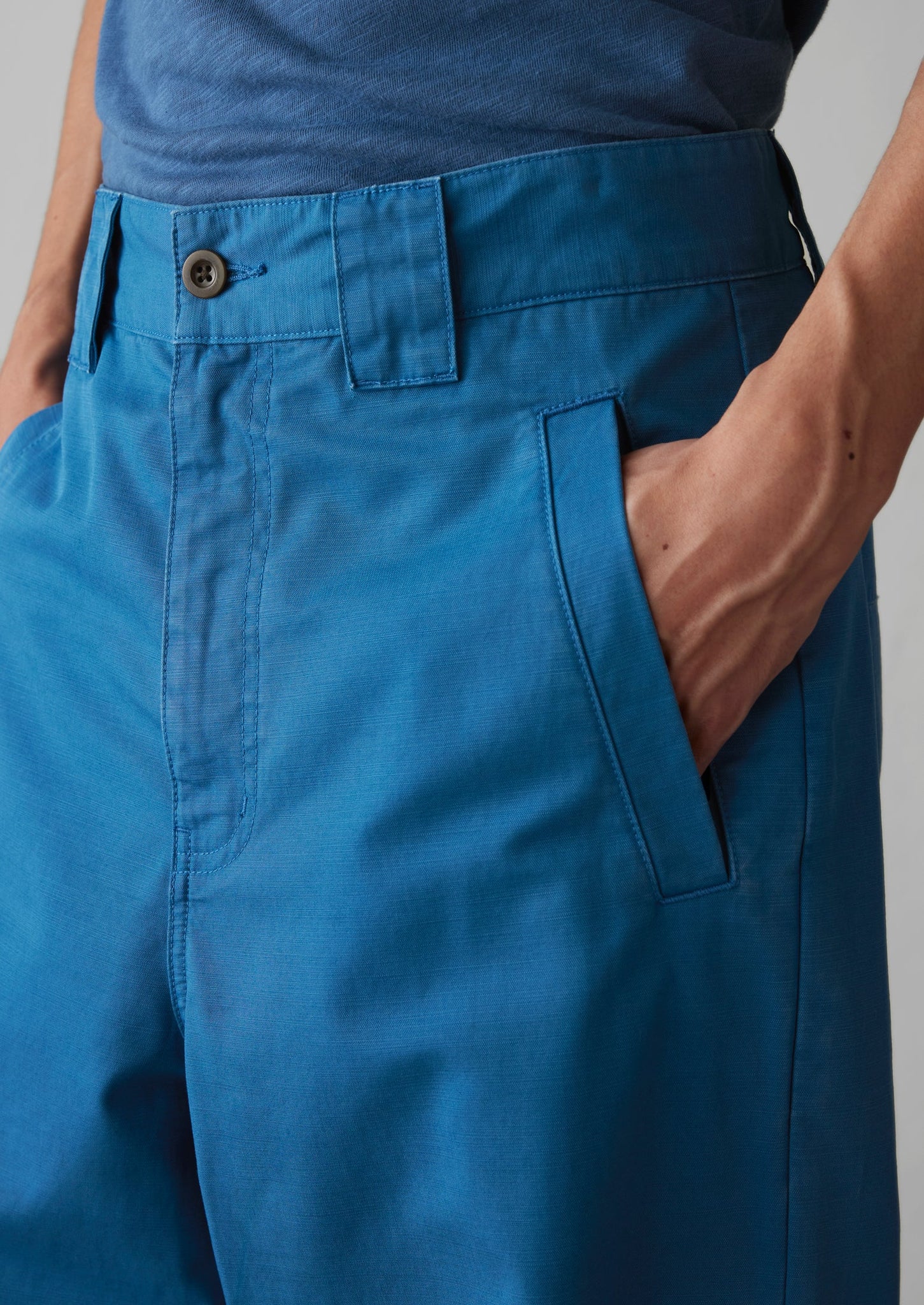 Garment Dyed Organic Cotton Tapered Trousers | Flask Blue