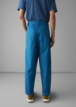 Garment Dyed Organic Cotton Tapered Trousers | Flask Blue