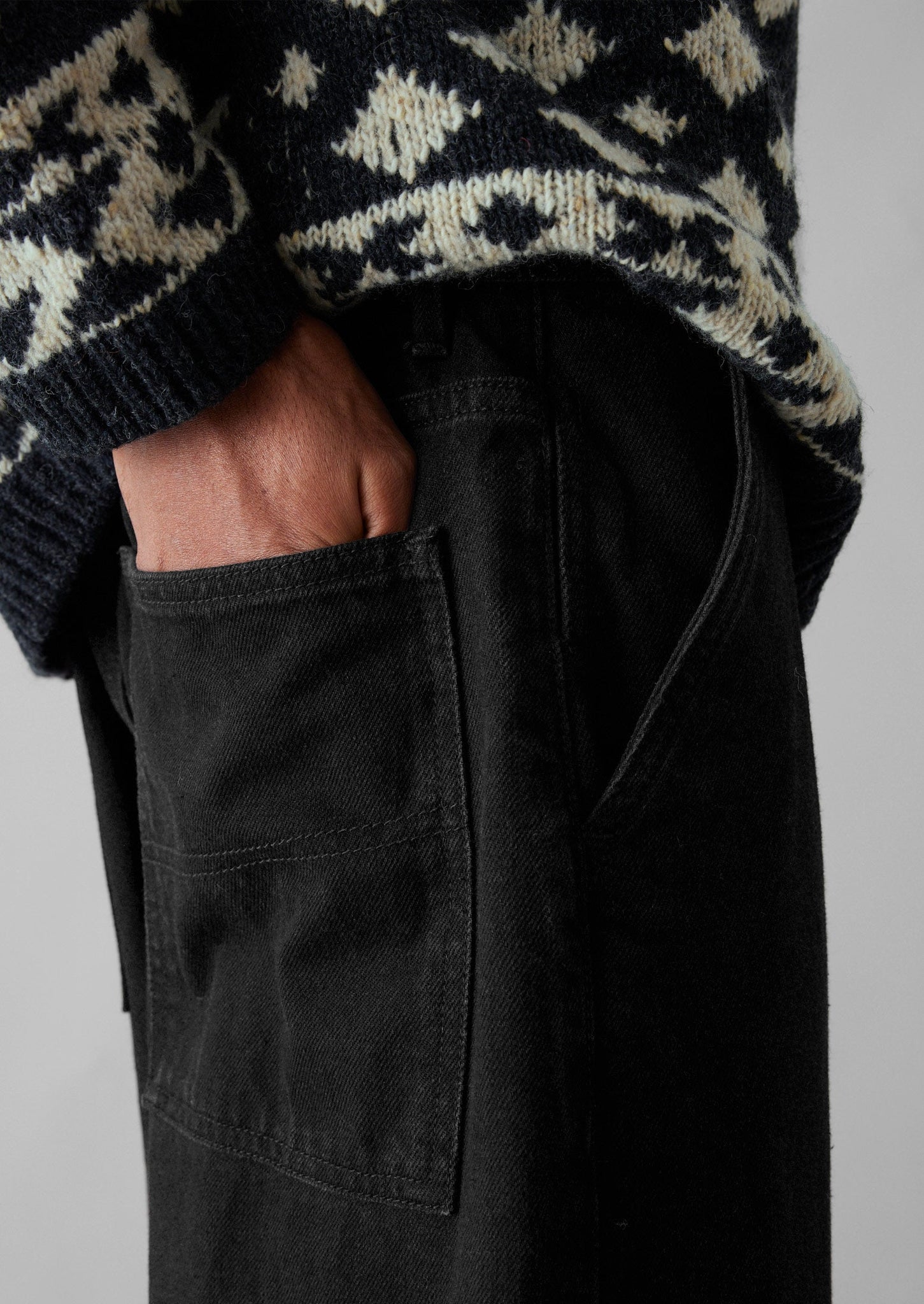 Straight Leg Denim Trousers | Black