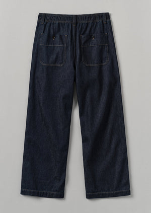 Cotton Hemp Denim Cargo Trousers | Indigo