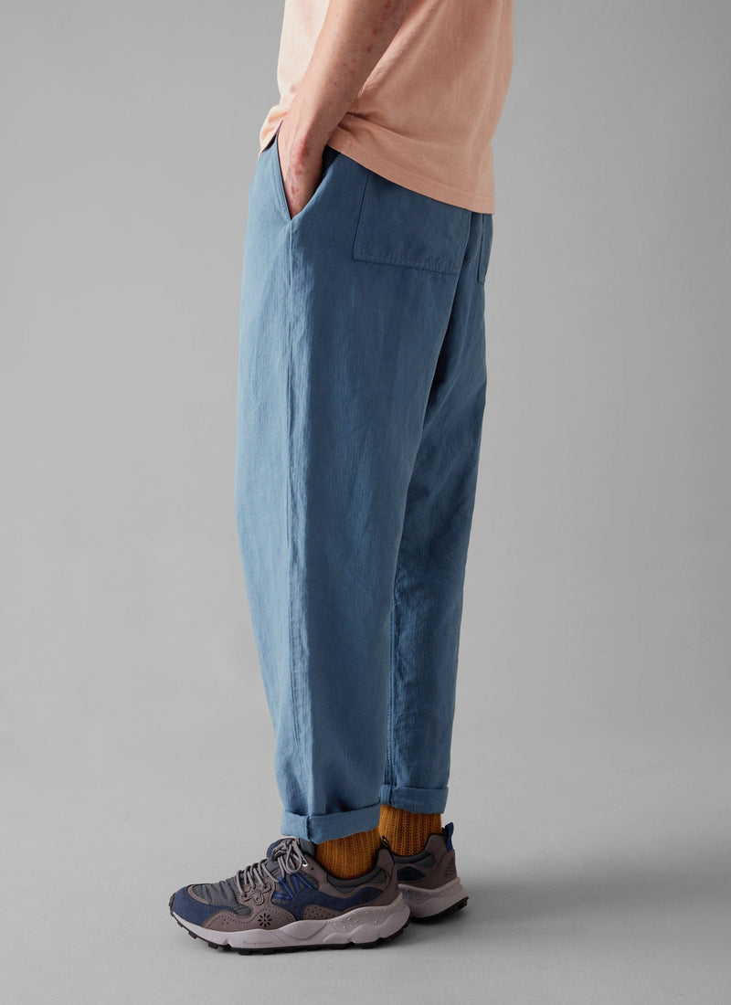 Alfie Garment Dyed Herringbone Trousers | Slate Blue