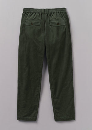 Soft Organic Cord Drawstring Trousers | Dark Mineral Green