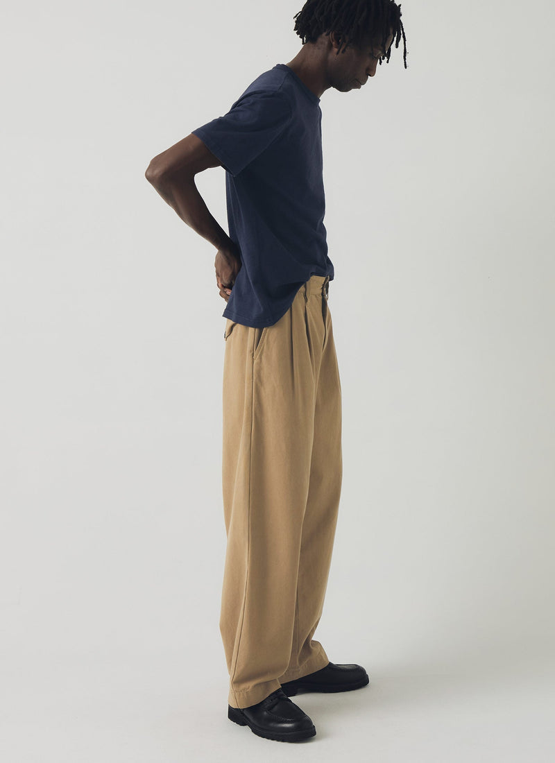 Bill Cotton Canvas Wide Leg Trousers | Ash Brown