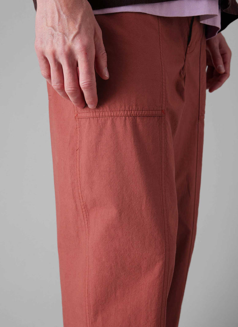 Cotton Linen Workwear Trousers | Red Brick