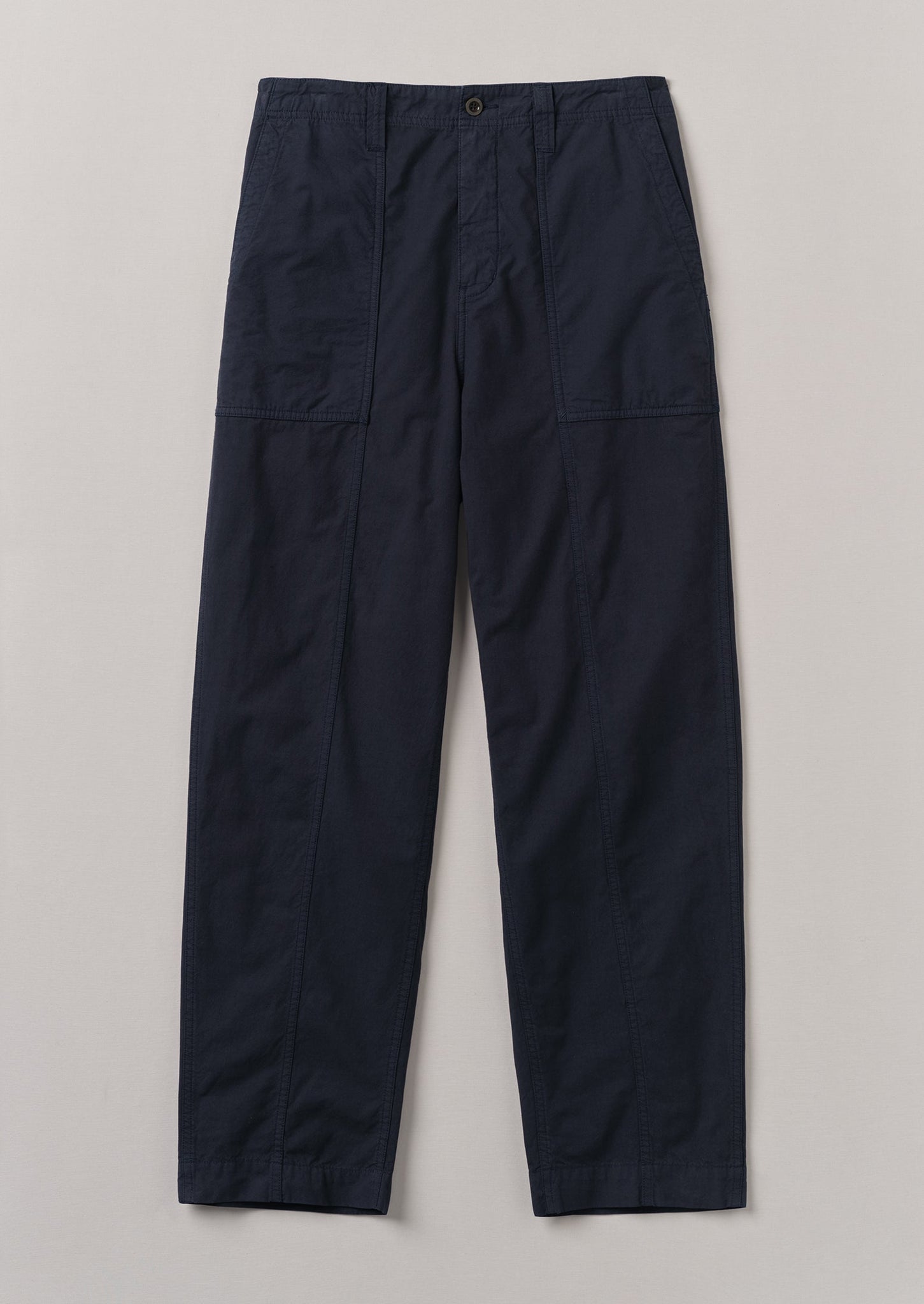 Cotton Linen Workwear Trousers | Raven Blue