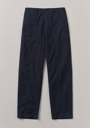 Cotton Linen Workwear Trousers | Raven Blue