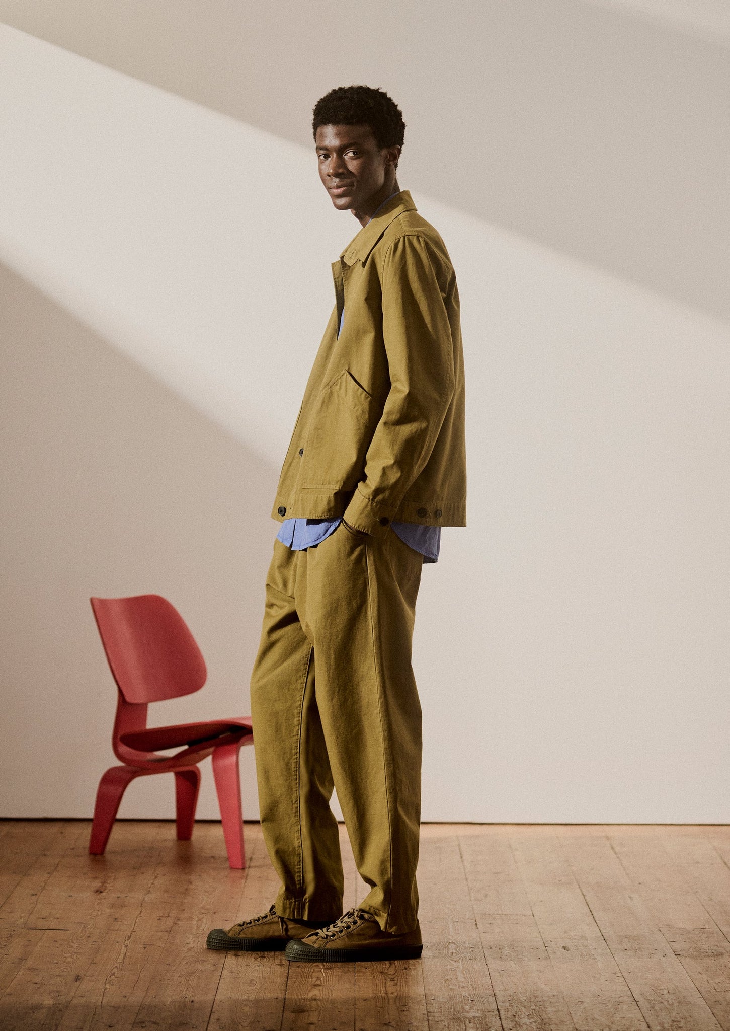 Otto Cotton Pleat Trousers | Warm Olive