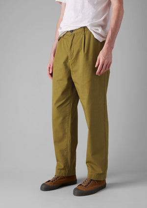 Otto Cotton Pleat Trousers | Warm Olive