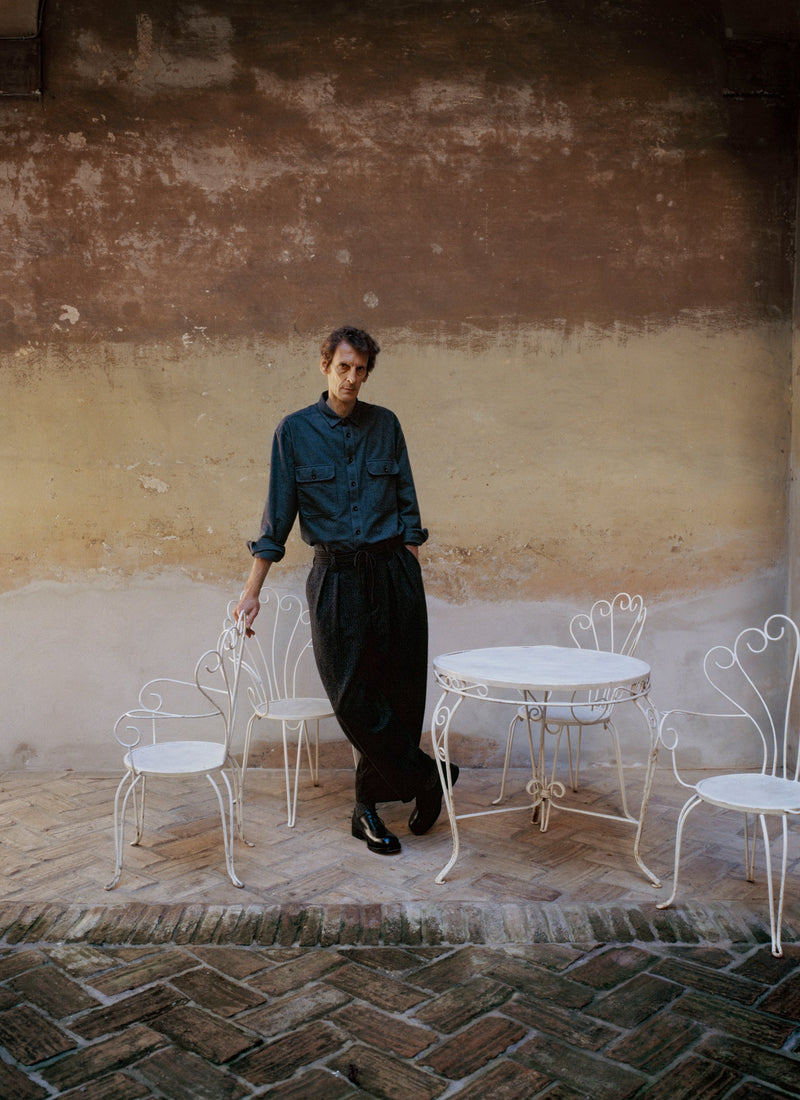 Wool Broken Herringbone Pleat Trousers | Charcoal Mouline