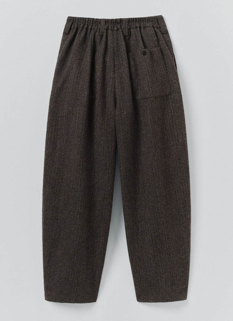 Wool Broken Herringbone Pleat Trousers | Charcoal Mouline