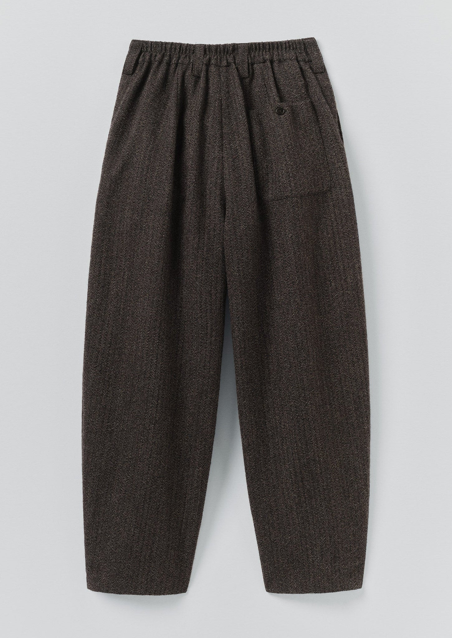 Wool Broken Herringbone Pleat Trousers | Charcoal Mouline