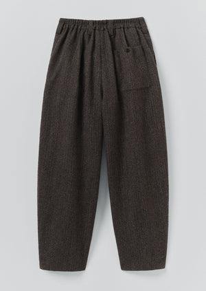 Wool Broken Herringbone Pleat Trousers | Charcoal Mouline