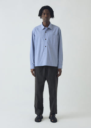 Cotton Canvas Elasticated Trousers | Prussian Blue