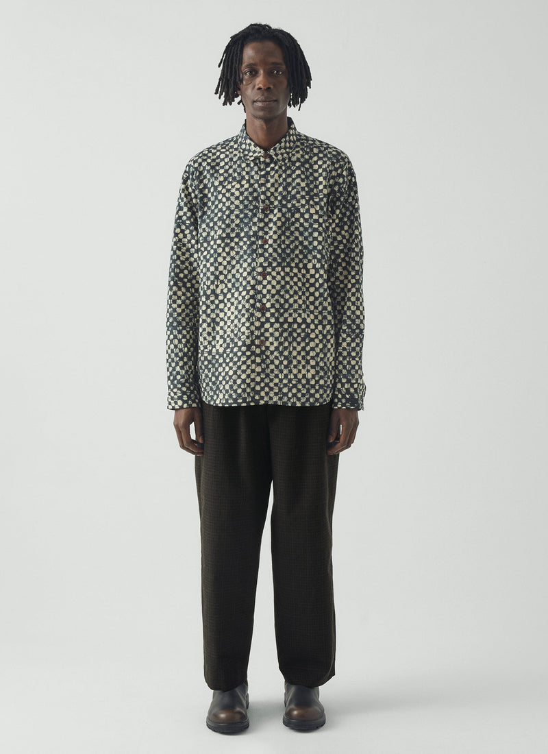 Bill Sketch Check Cotton Wool Trousers | Slate