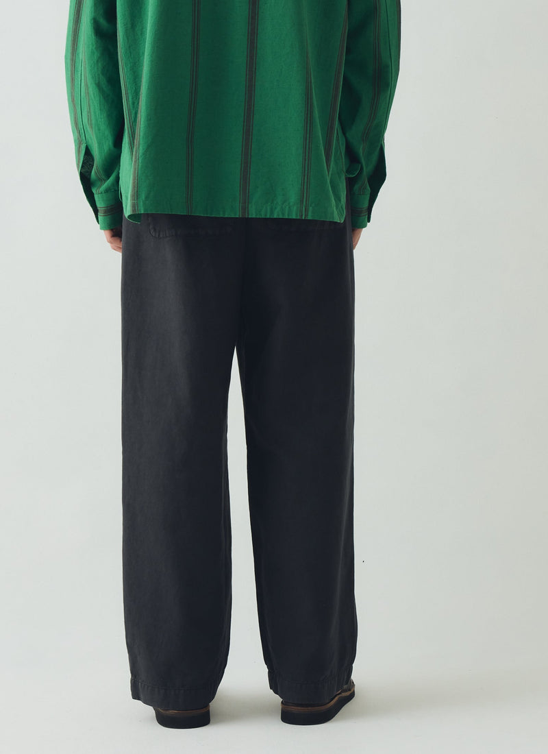 Jude Wide Leg Cotton Twill Trousers | Soft Black