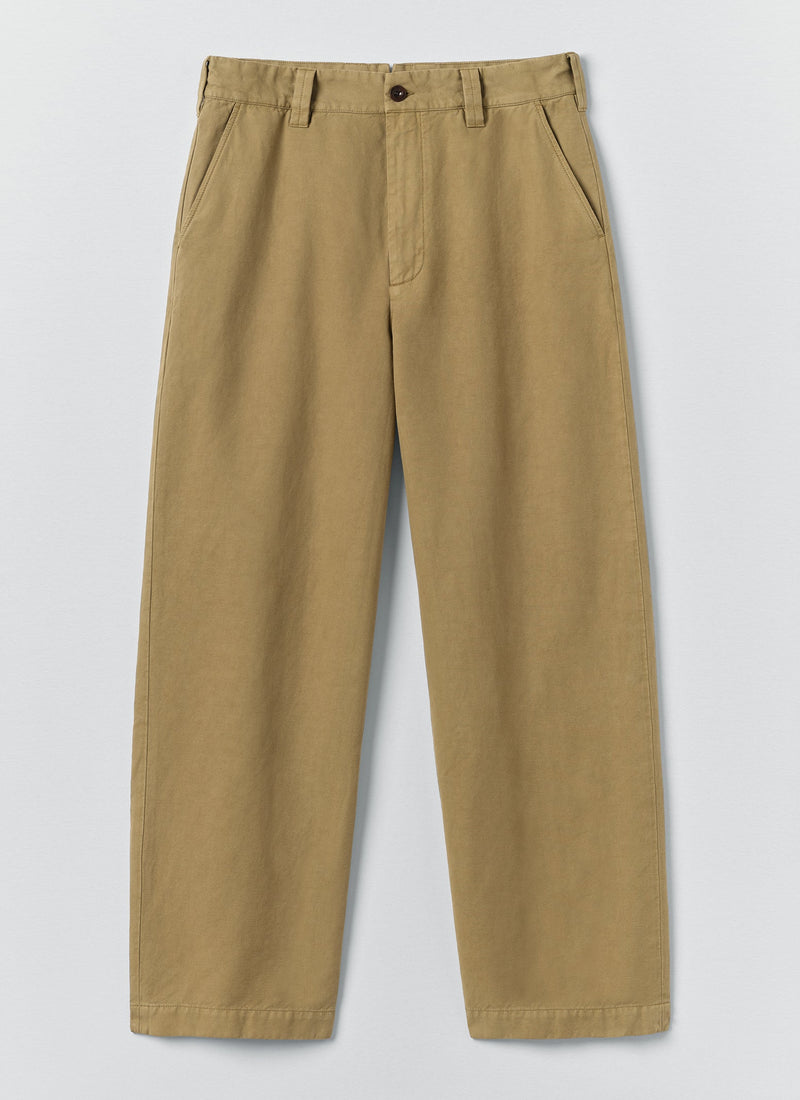 Jude Wide Leg Cotton Twill Trousers | Olive Leaf