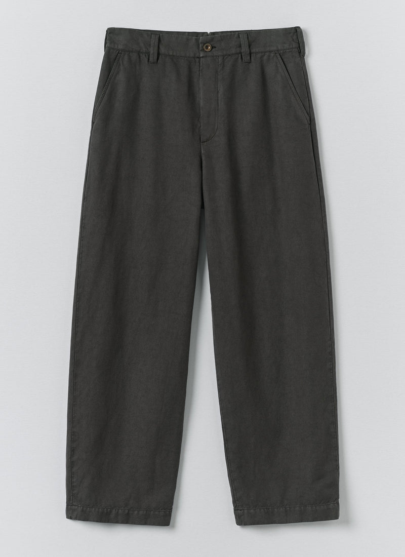 Jude Wide Leg Cotton Twill Trousers | Soft Black