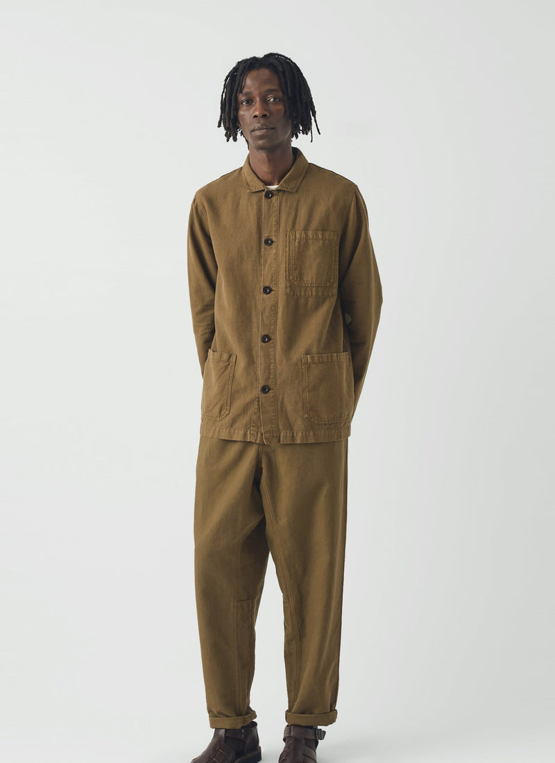 Alfie Garment Dyed Herringbone Trousers | Woodland Green