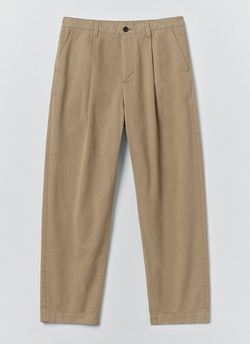 Otto Pleated Cotton Twill Trousers | Oyster
